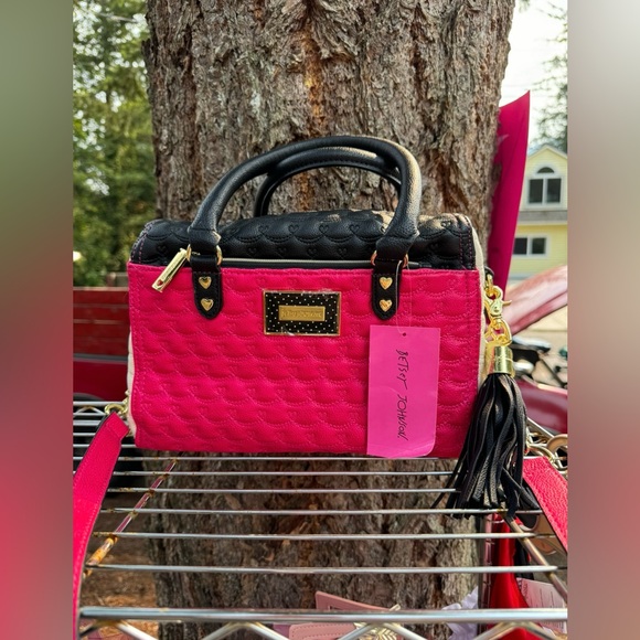 Betsey Johnson Pink and Black Satchel